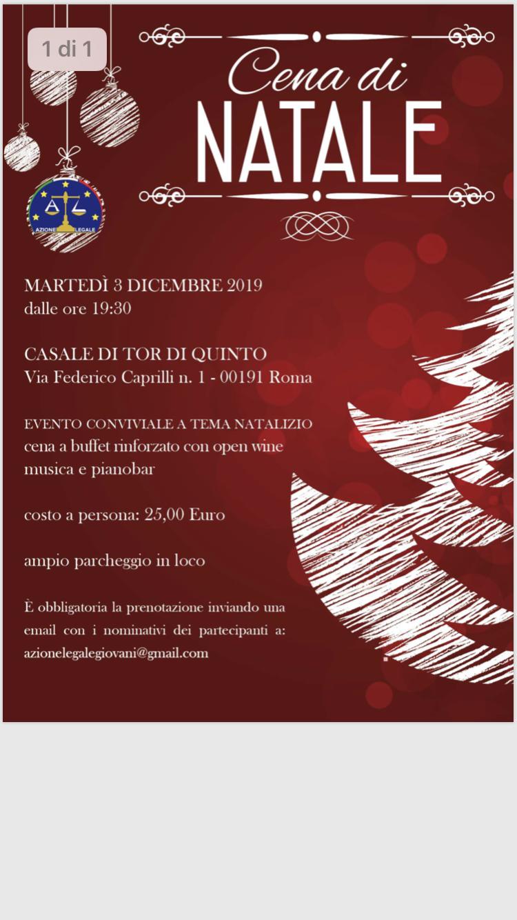 3 dicembre 2019 – Cena di Natale di Azione Legale al Casale di Tor di Quinto